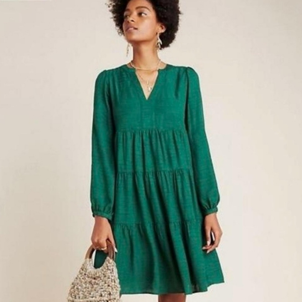 Anthropologie Maeve Hunter Green Dress